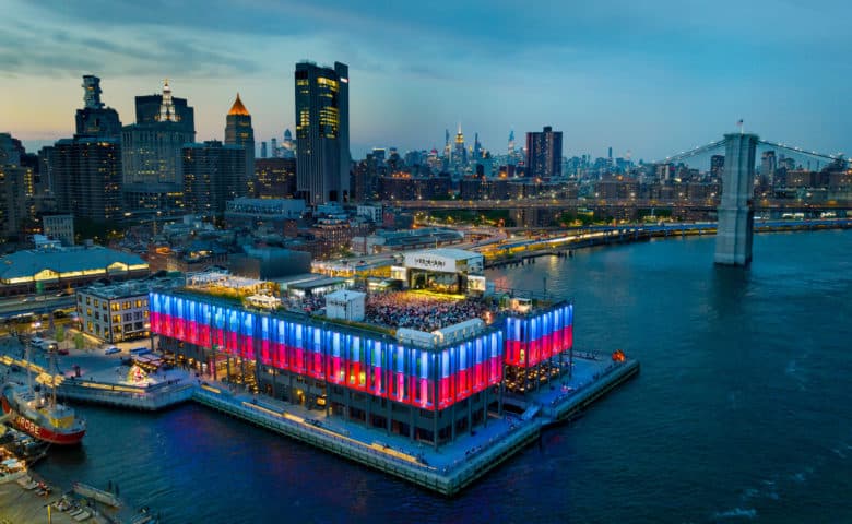 aerial shot of The Rooftop at Pier 17