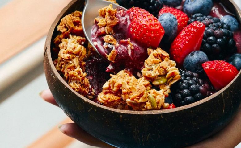 acai bowl with berries and granola