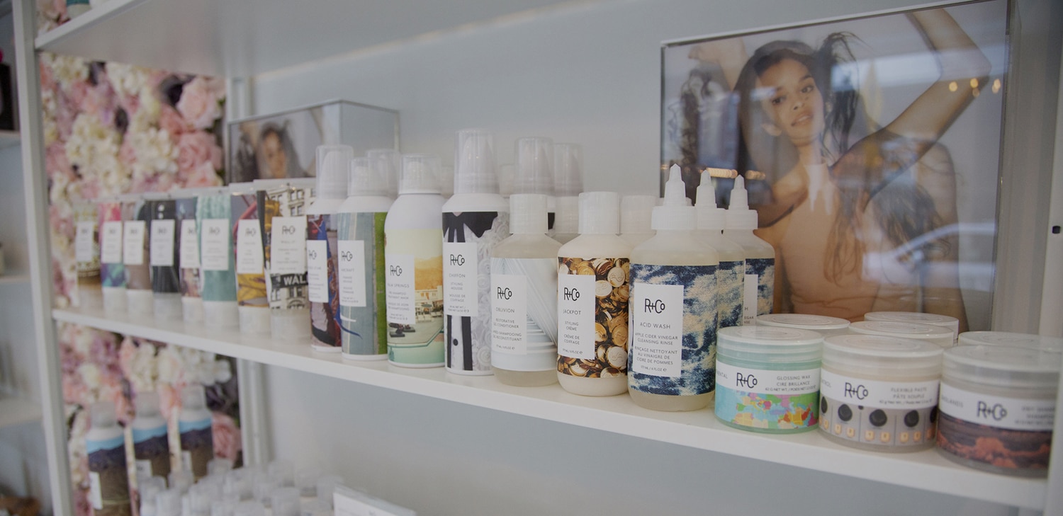 hair care product display at primp nyc