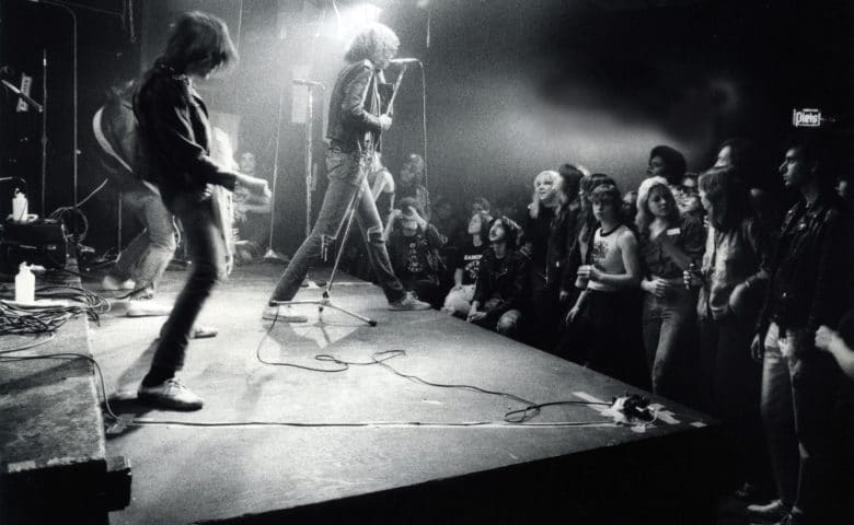 The Ramones perform on stage at CBGB
