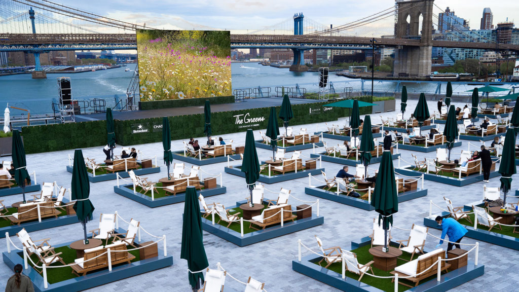 The Greens on the Rooftop at Pier 17 with the Brooklyn Bridge in the background