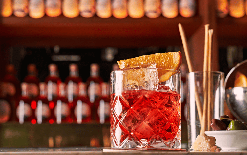Negroni cocktail on a bar