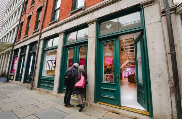 Choose Love Pop-Up storefront at the Seaport