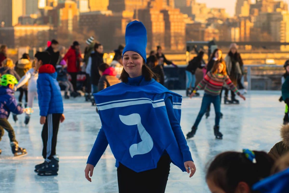 skating dreidel during Chanukah on ice