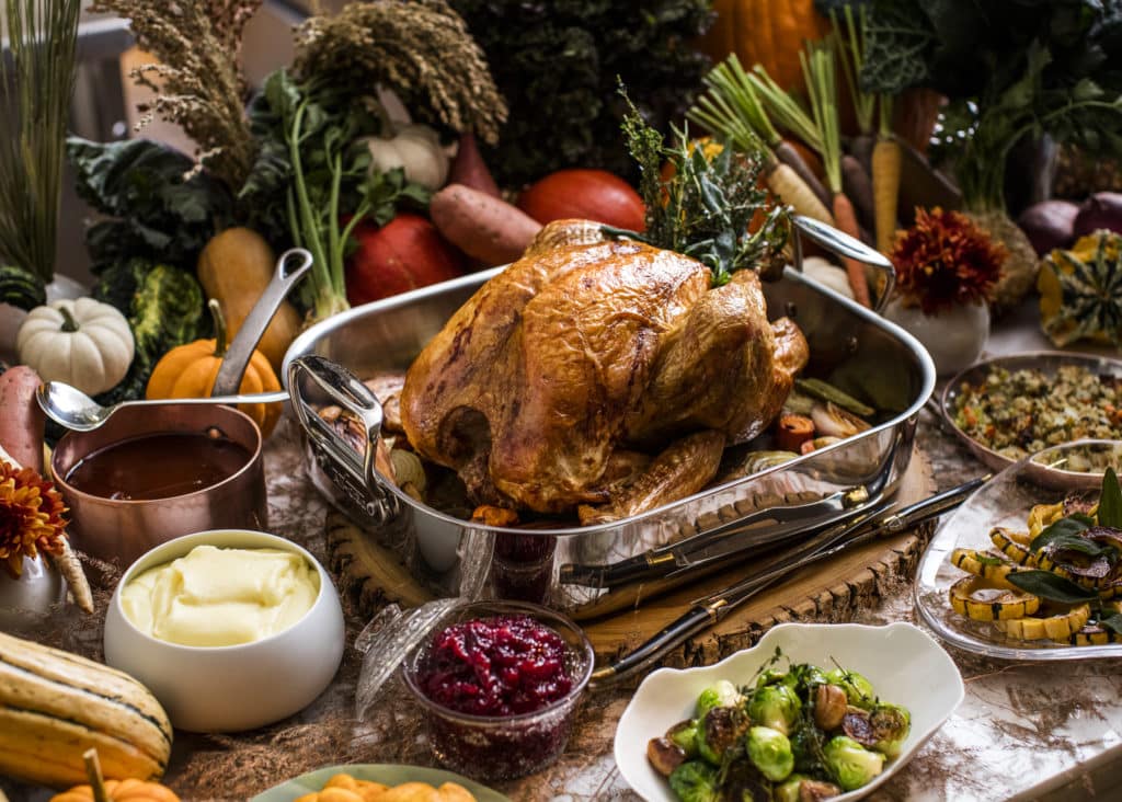 Thanksgiving turkey feast spread