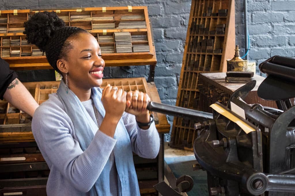printing workshop at Bowne & Co. at the Seaport