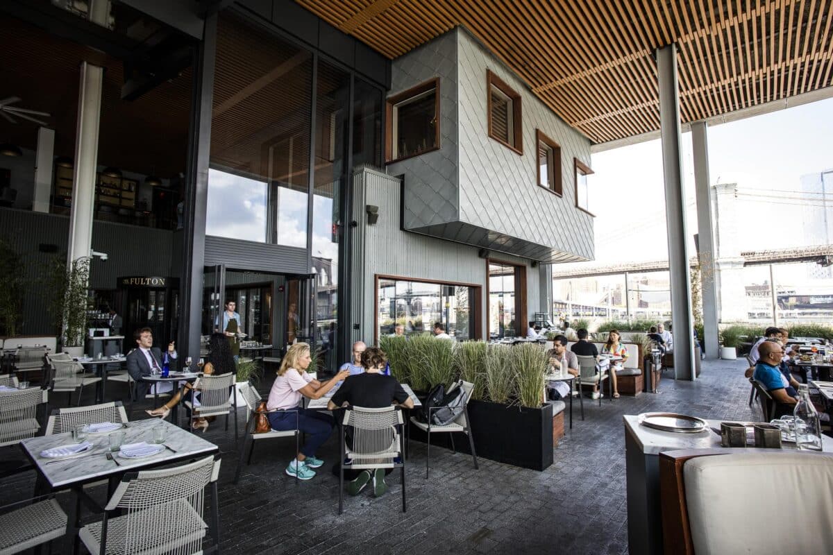 the outdoor patio at the fulton