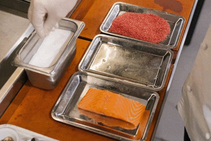 salmon drilling with salt