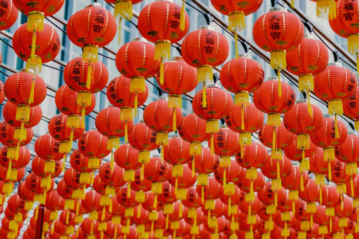 Chinese lanterns hung up