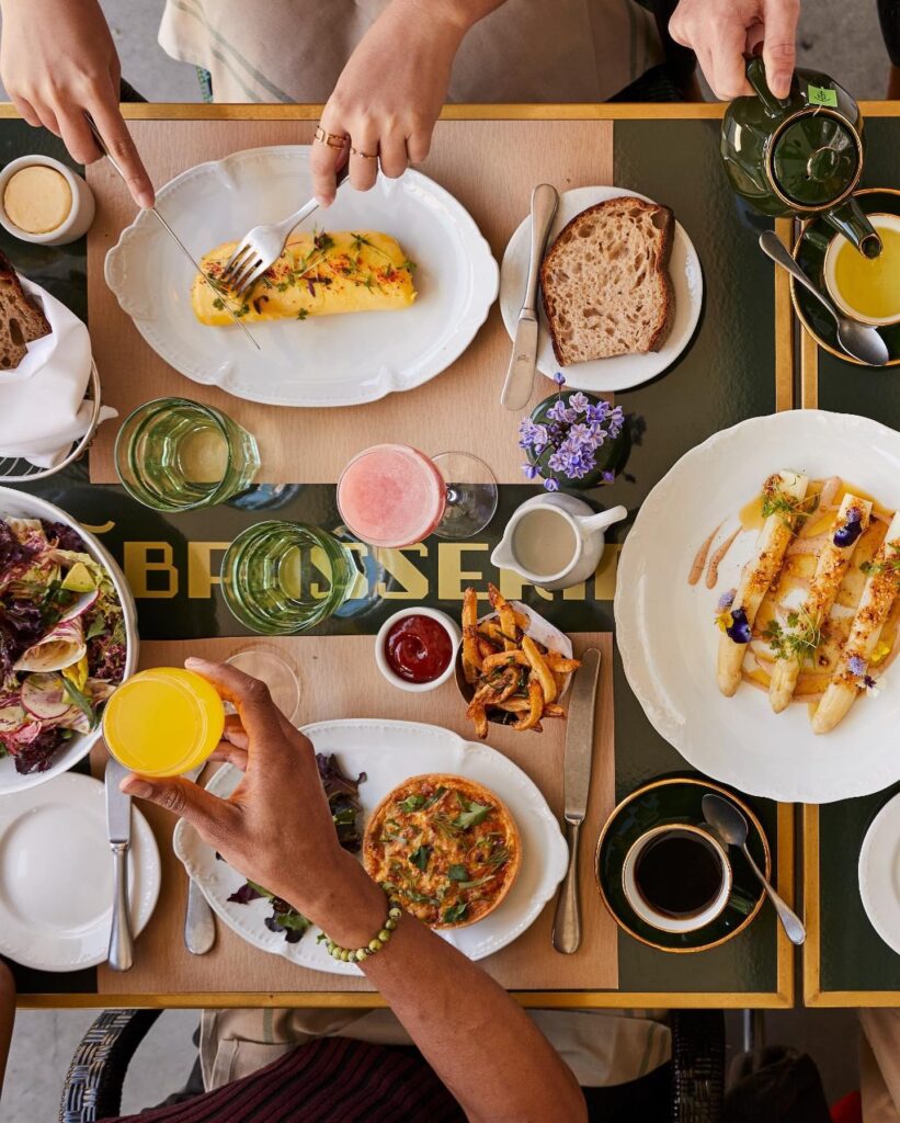 Croque Madame with quail eggs. Brioche French Toast. Quiche Lorraine