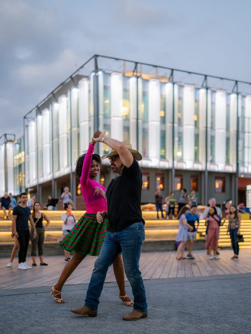 Couple dancing at Pier 17