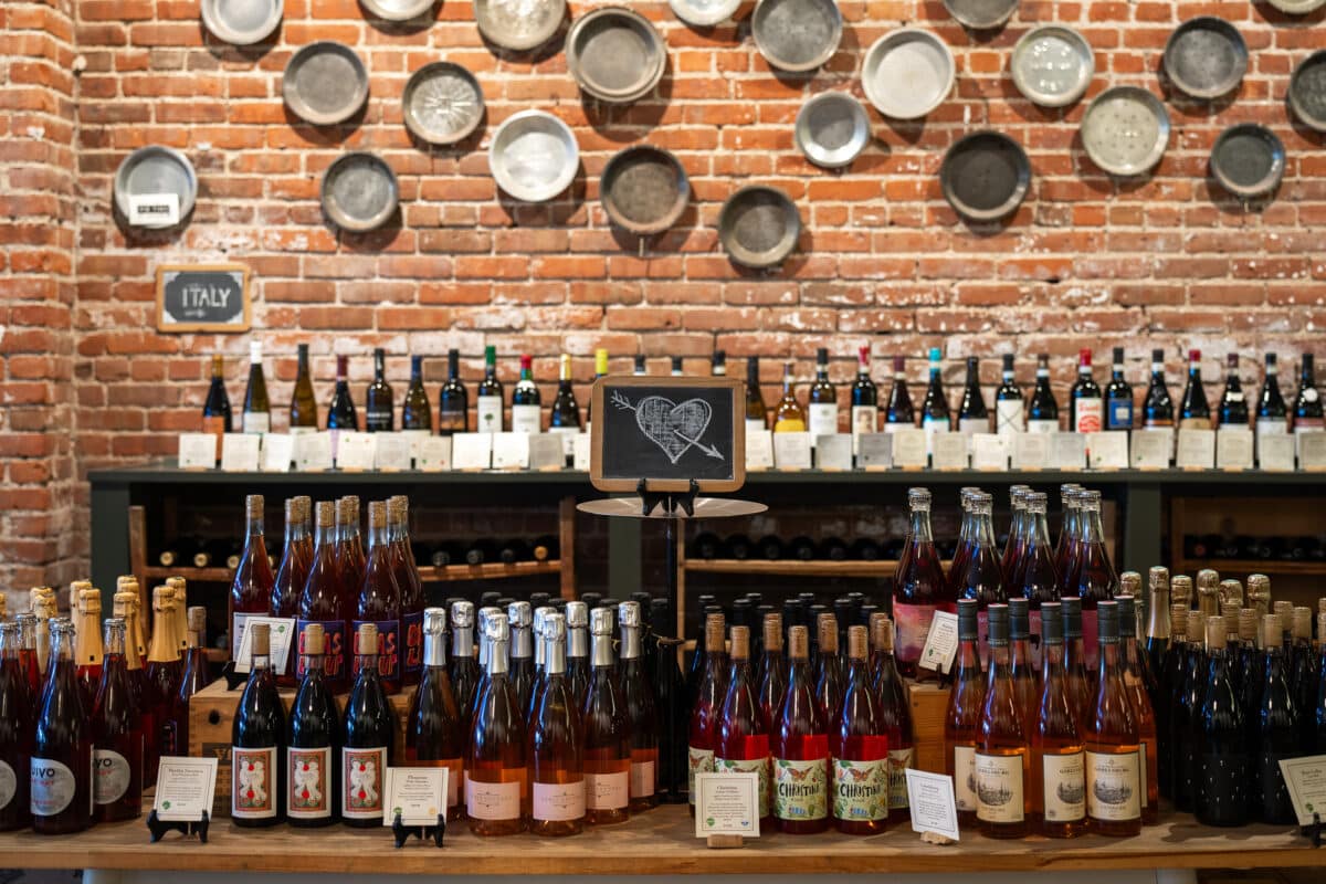 Bottles of V-Day wine on display at Pasanella & Son