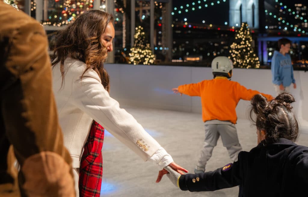 ice skating at the rooftop at Pier 17