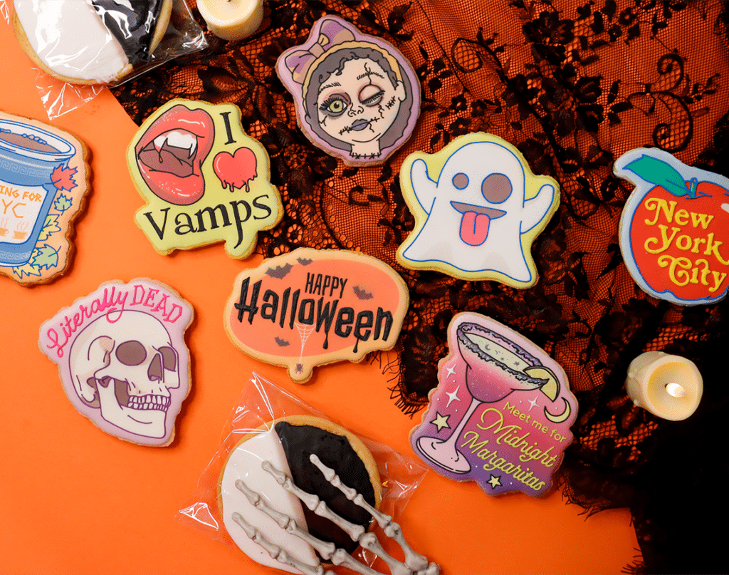 a variety of halloween decorated cookies from funny face