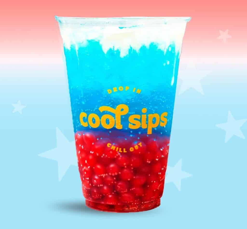 a red white and blue drink at cool sips at the seaport