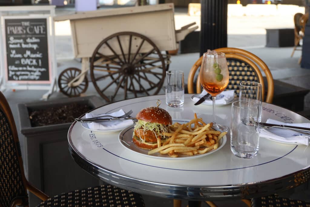 paris cafe's outdoor patio at the seaport