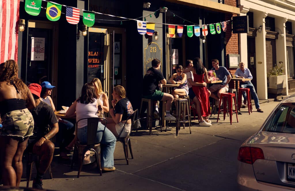 exterior patio of dorlan's tavern