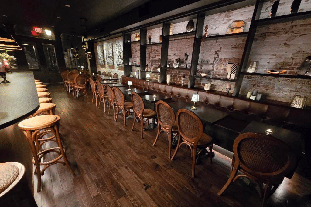 the interior of cork wine bar at the seaport